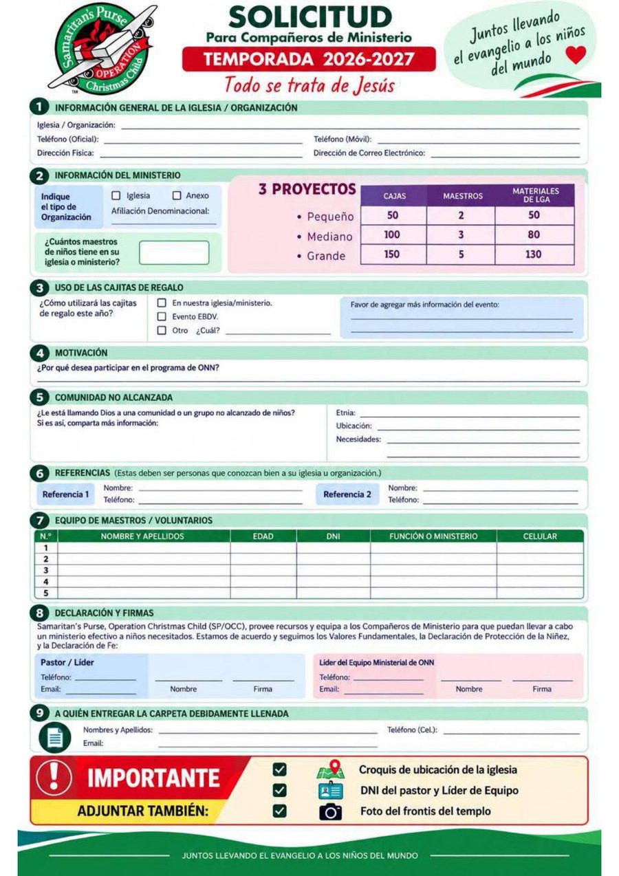 Solicitud para Compañeros de Ministerio 2026-2027